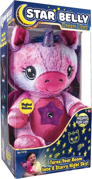 Детская мягкая плюшевая игрушка-ночник с проектором звездного Единорог неба Star Belly DM-8003 фото