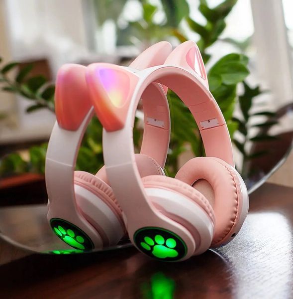 Бездротові дитячі навушники Рожеві Cat Ear LED InnoTech  IN-8888 фото