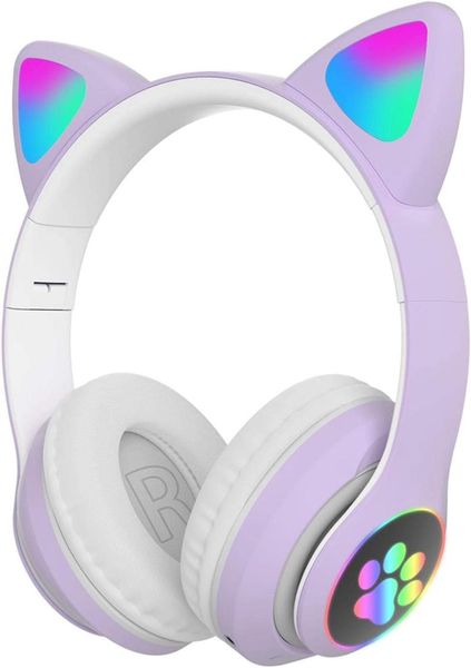 Беспроводные детские наушники Фиолетовые Cat Ear LED InnoTech IN-8887 фото