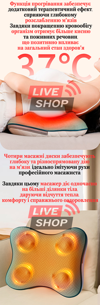 Універсальний масажер для шиї, спини та ніг з чотирма обертовими дисками 30W, прогріванням, вібраціями та пультом Supreme Vibe InnoTech (LS-4444) LS-4444 фото
